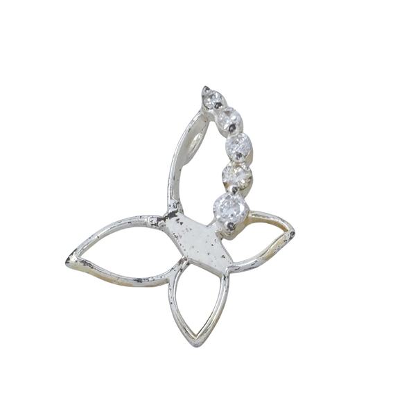 Estate Sterling Silver 925 Cubic Zirconia Butterfly - Picture 4 of 9